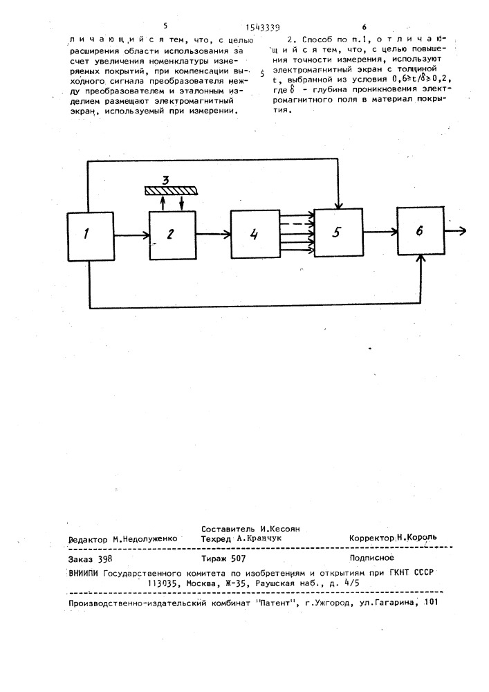 Вихретоковый способ измерения толщины покрытия (патент 1543339)