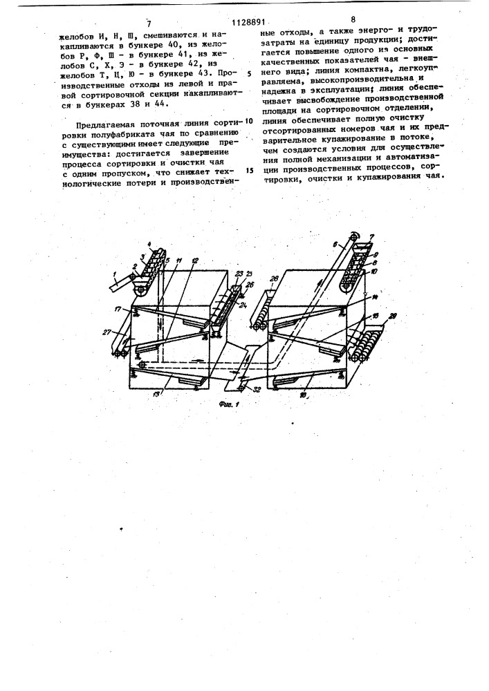 Линия сортировки полуфабриката чая (патент 1128891)