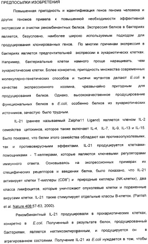 Продуцирование il-21 в прокариотических клетках-хозяевах (патент 2354703)