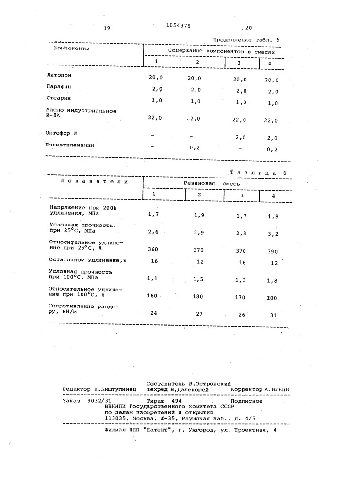 Резиновая смесь (патент 1054378)