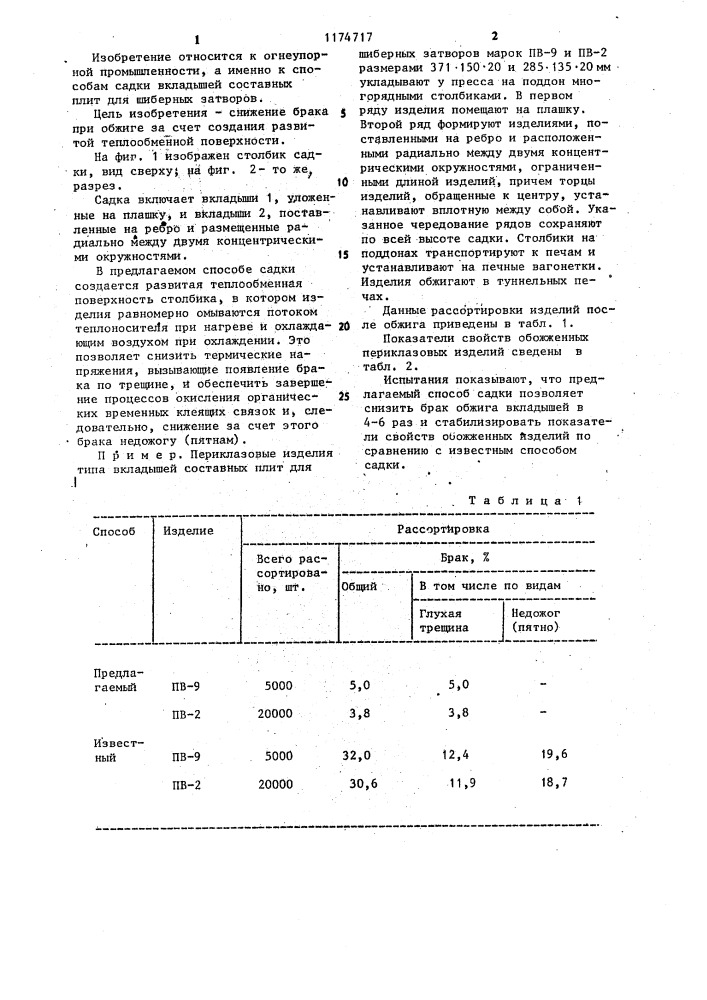 Способ многорядной садки вкладышей составных плит для шиберных затворов (патент 1174717)