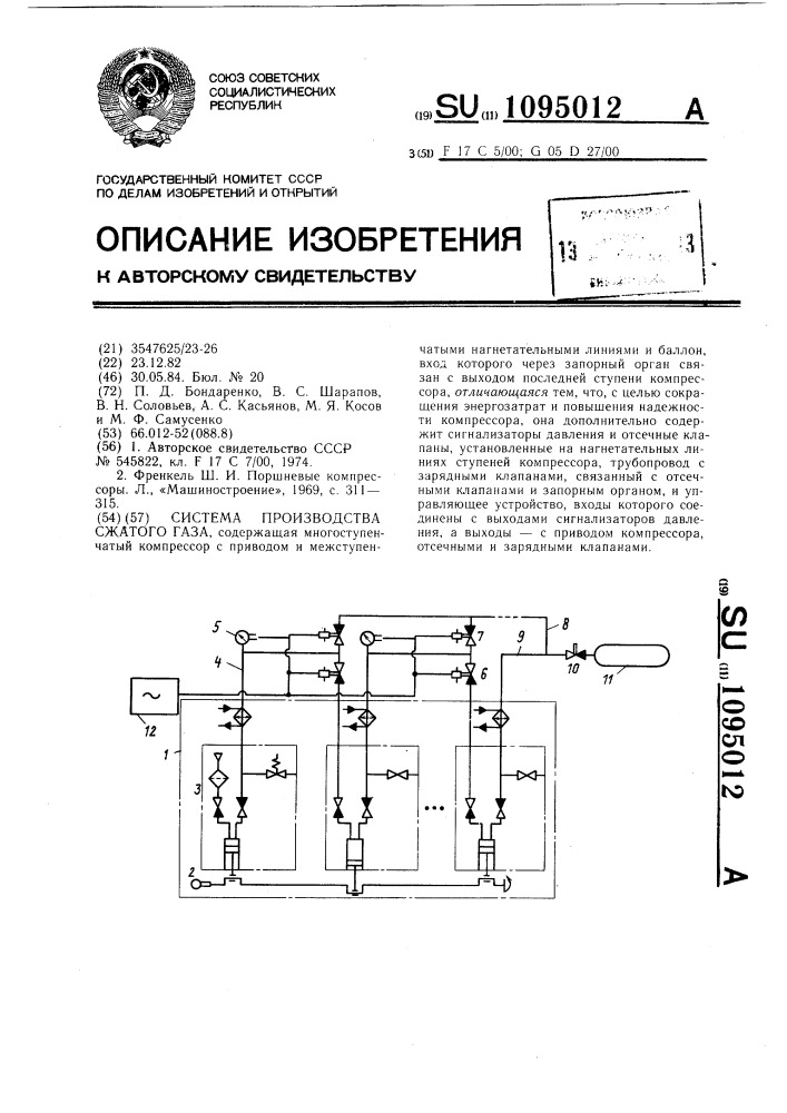 Система производства сжатого газа (патент 1095012)