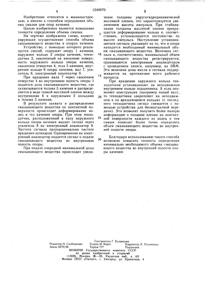 Способ определения объема смазывающего вещества для опор качения шпиндельного узла (патент 1240970)