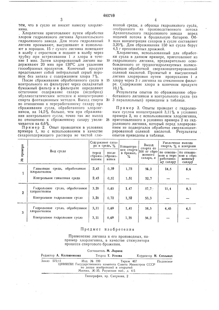 Стимулятор процесса спиртового врожёния (патент 403719)