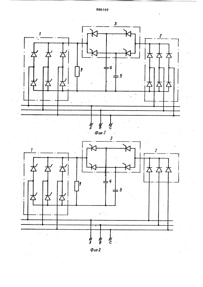 Тиристорный преобразователь переменного напряжения в постоянное /его варианты/ (патент 886169)