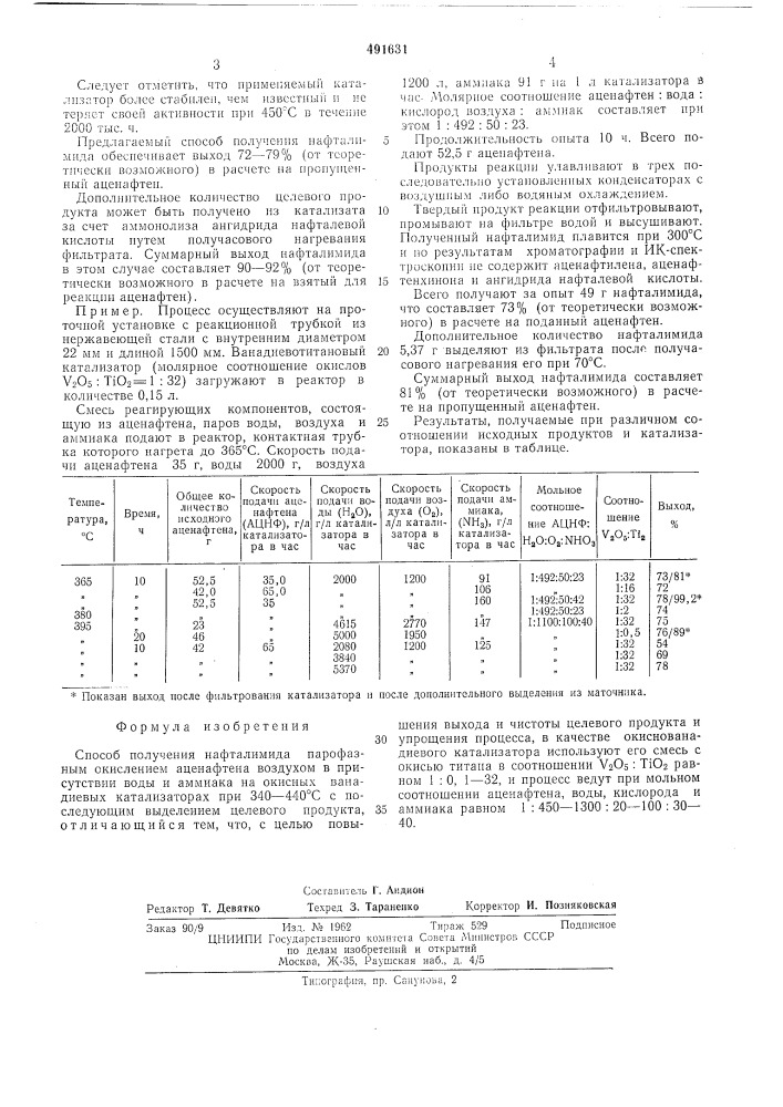 Способ получения нафталимида (патент 491631)