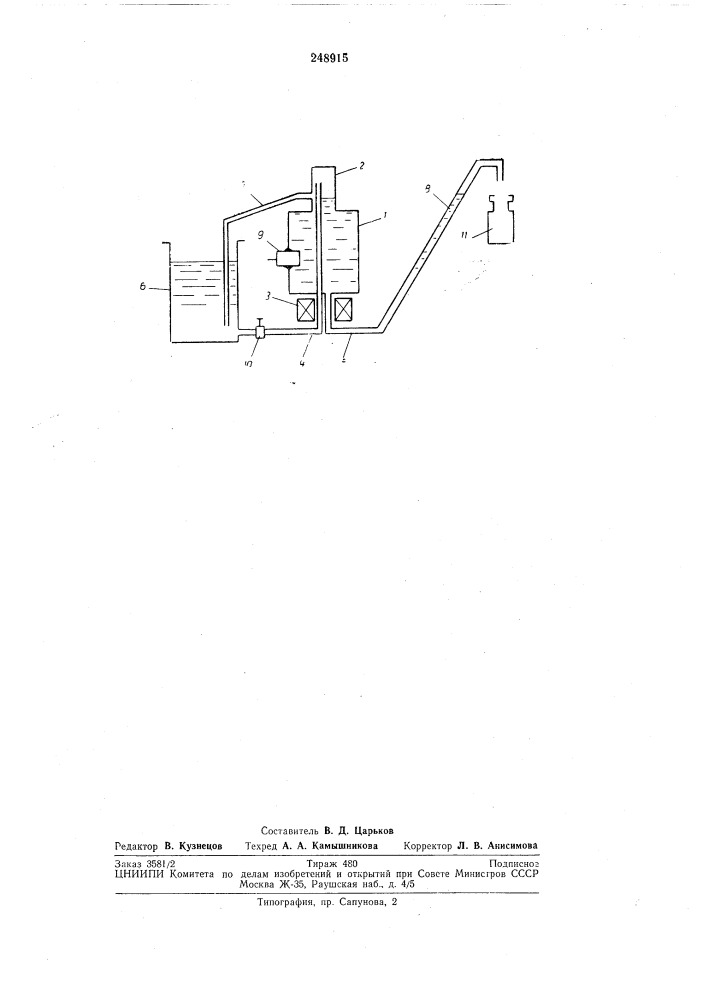 Устройство для дозирования жидких электропро- '^ 1&gt;&amp; / sc-/v.водных сред''''v (патент 248915)