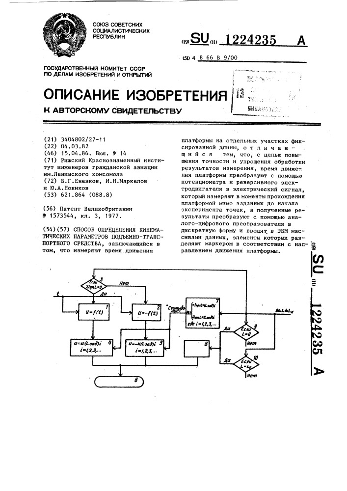 Способ определения кинематических параметров шахтных машин (патент 1224235)