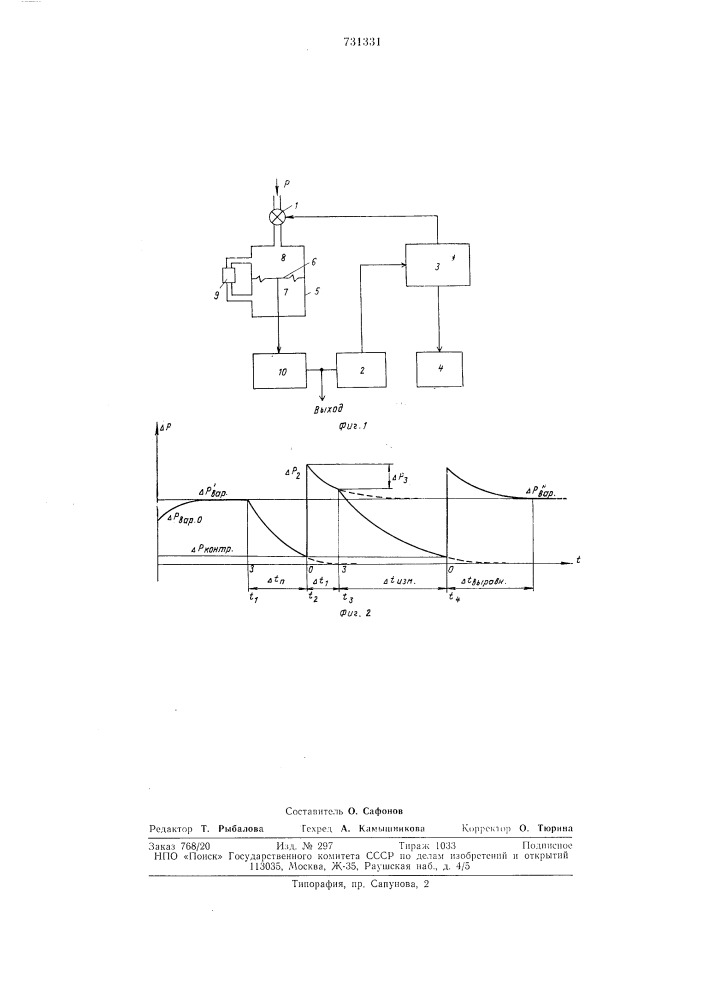 Способ контроля показаний вариометрического преобразователя скорости изменения давления (патент 731331)