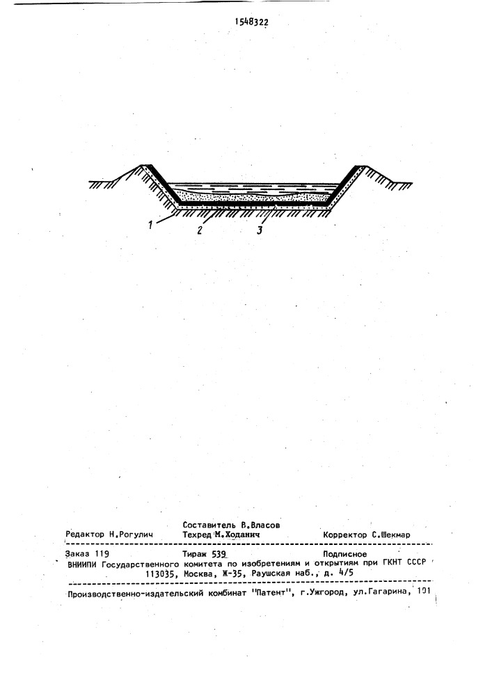 Противофильтрационный экран земляного амбара (патент 1548322)