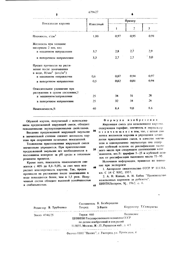 Жирующая смесь для кожевенного картона (патент 679627)