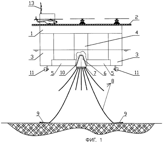 Морская полупогружная вертолетная платформа (патент 2475407)
