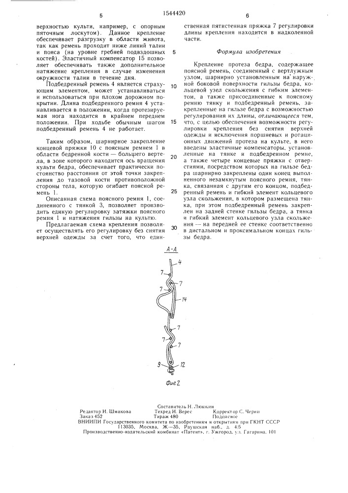 Крепление протеза бедра (патент 1544420)