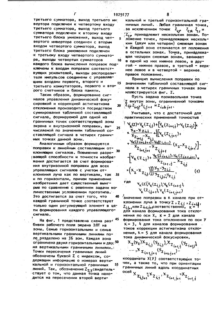 Устройство для вывода информации на экран электронно- лучевой трубки (патент 1029177)