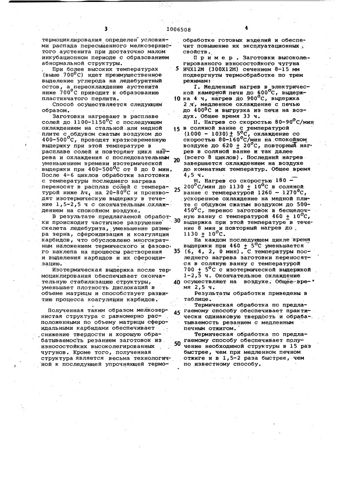 Способ термической обработки чугуна (патент 1006508)