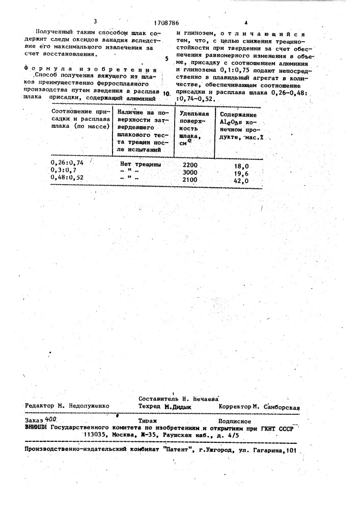 Способ получения вяжущего из шлаков (патент 1708786)