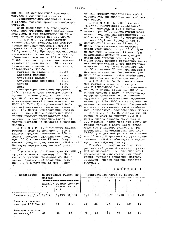 Способ переработки кислого гудрона производства сульфонатных присадок (патент 883149)