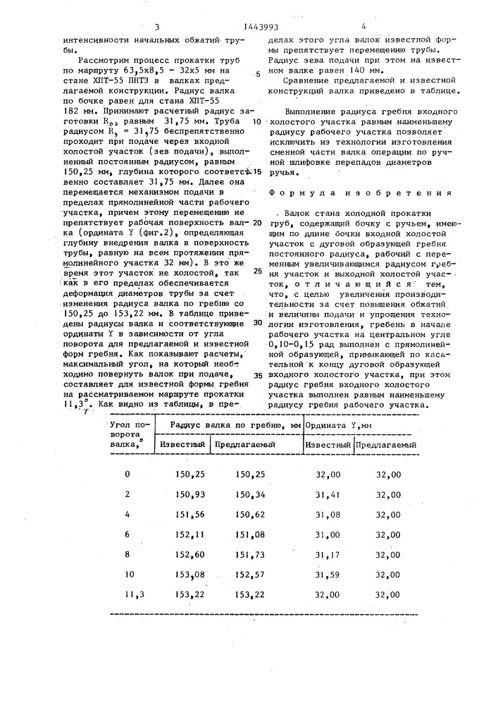 Валок стана холодной прокатки труб (патент 1443993)