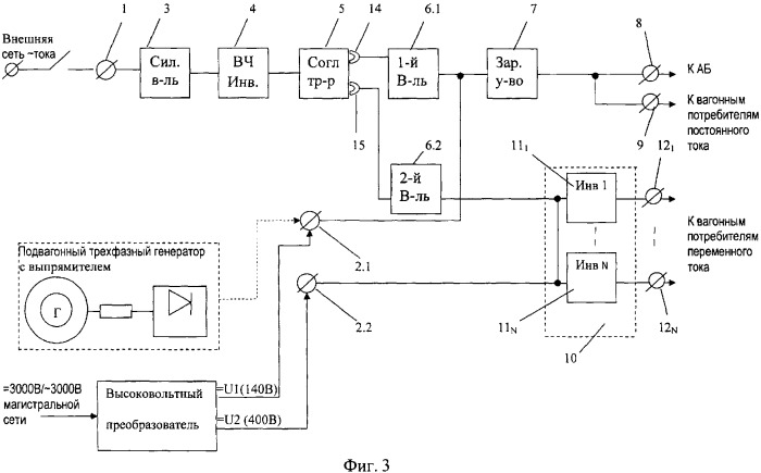 Преобразовательное устройство системы электропитания пассажирского вагона (патент 2326774)