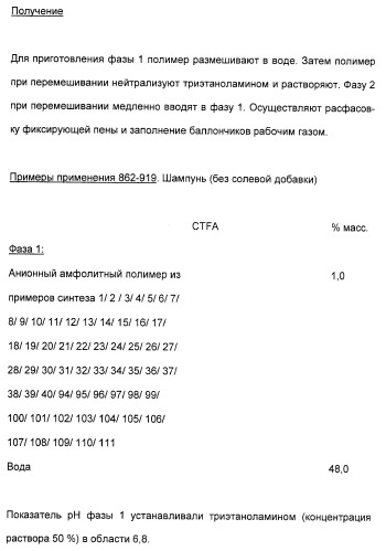 Применение анионных и катионных амфолитных сополимеров (патент 2407511)