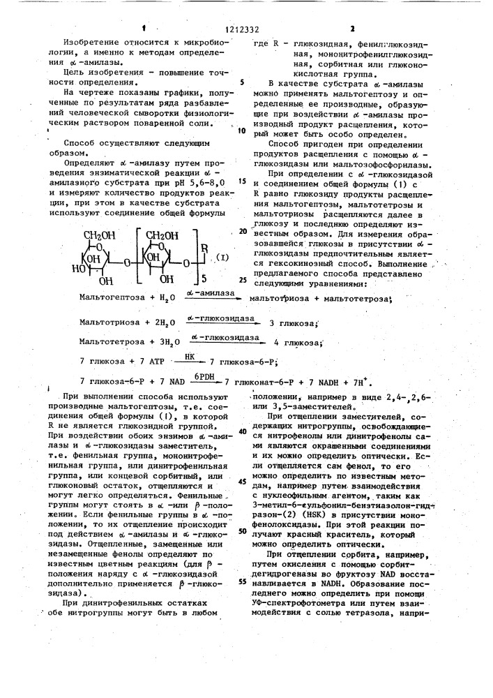 Способ определения @ -амилазы (патент 1212332)