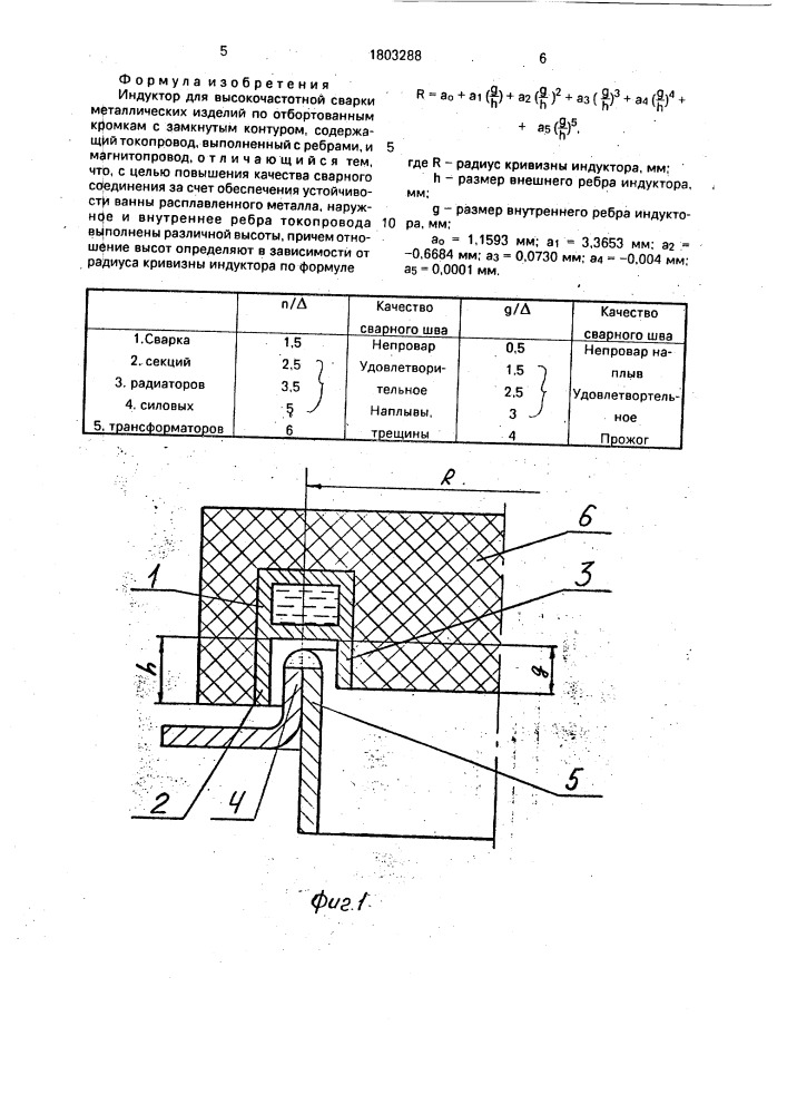 Индуктор для высокочастотной сварки (патент 1803288)