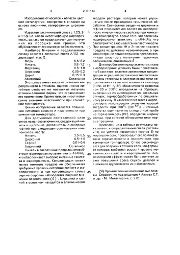Литейный сплав на основе алюминия ан6т3 (патент 2001146)