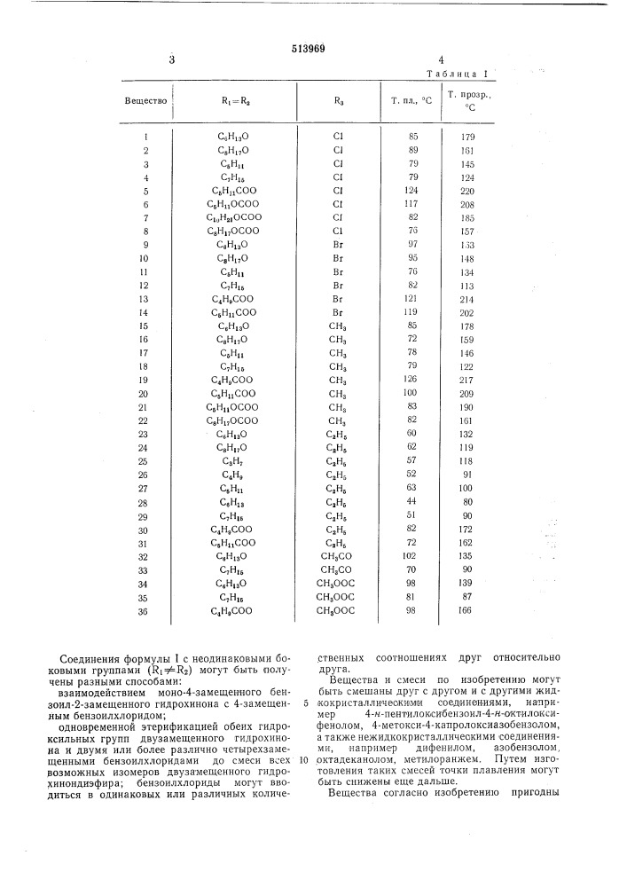 Жидкокристаллические нематические вещества (патент 513969)