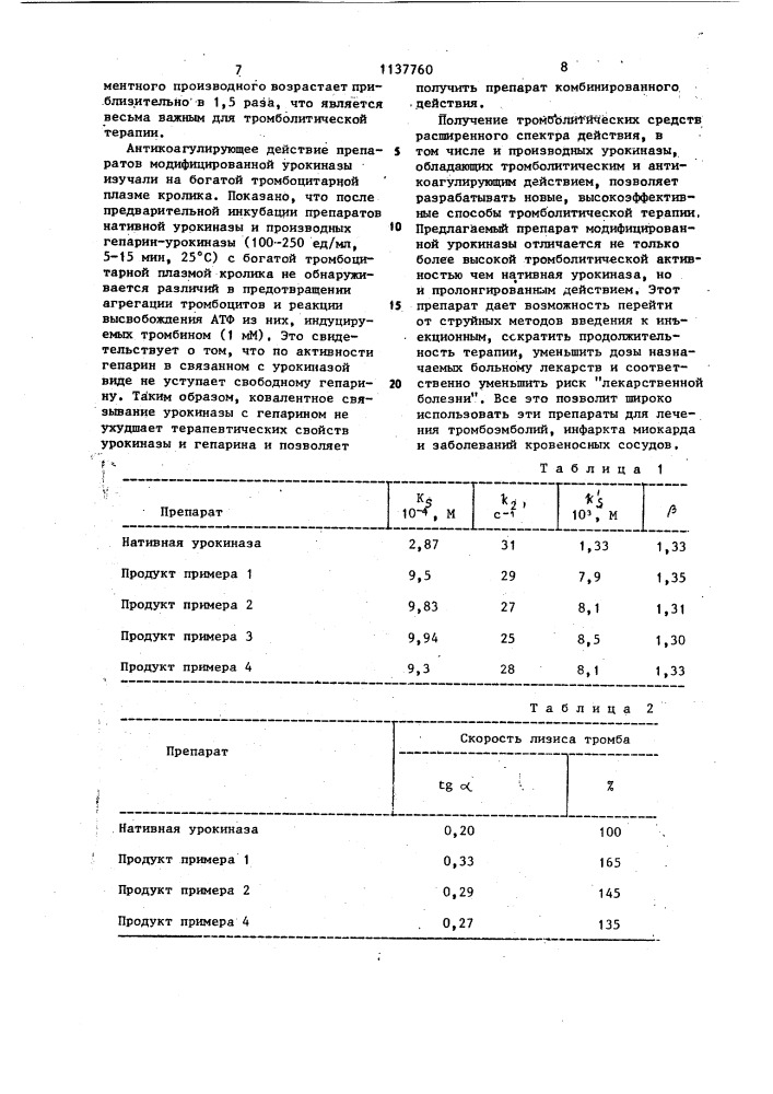 Урокиназа,иммобилизованная на гепарине (патент 1137760)