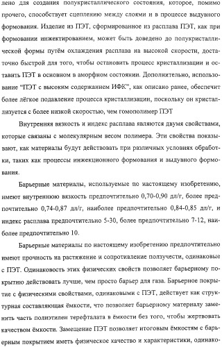 Тонкослойное изделие, тонкослойное изделие в виде заготовки или емкости из полиэфирной пластмассы с барьерным покрытием (патент 2312798)
