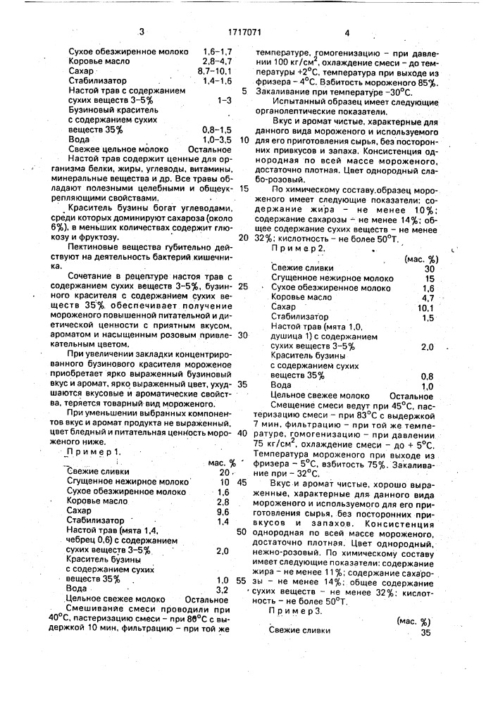 "смесь для приготовления мороженого "степной аромат" (патент 1717071)