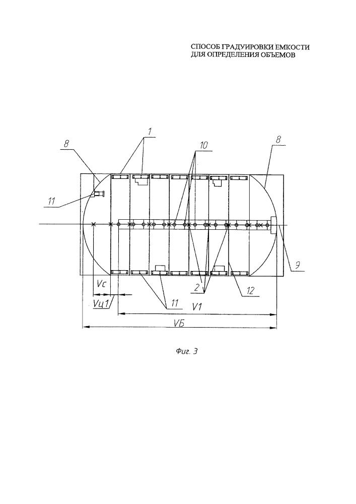 Способ градуировки ёмкости для определения объёмов, соответствующих положению контрольных точек по их высоте (патент 2662037)