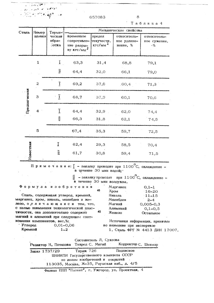Сталь (патент 657083)
