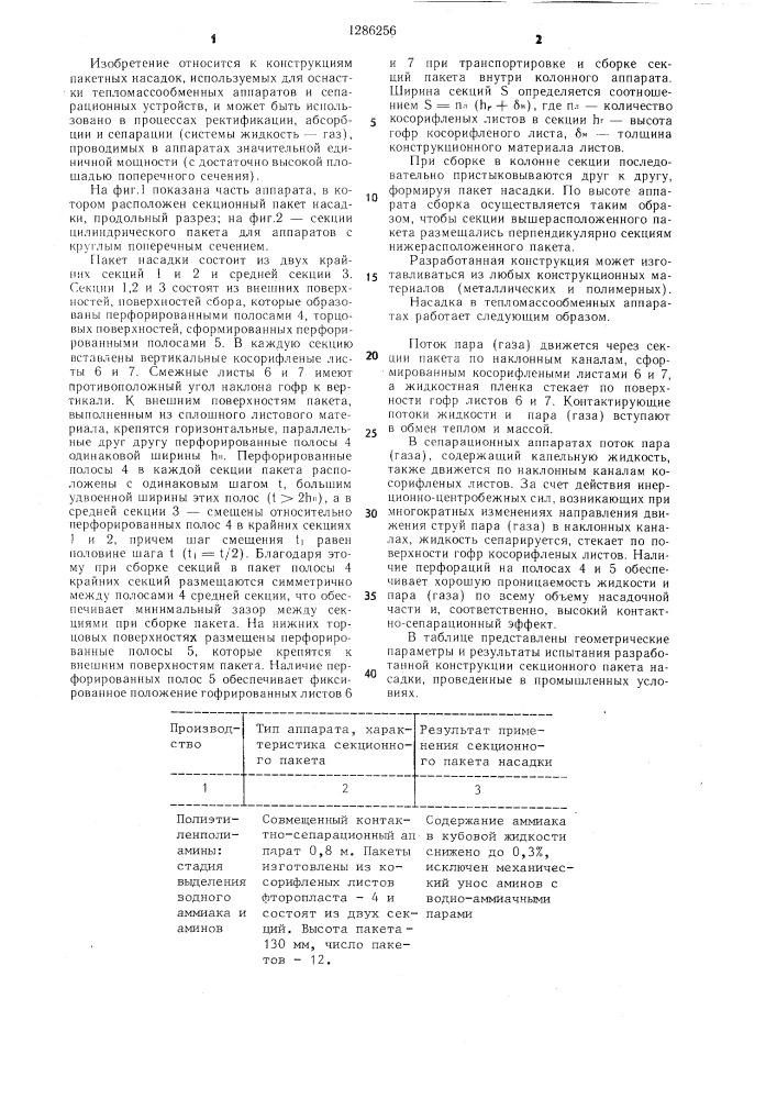 Насадка для тепломассообменных аппаратов (патент 1286256)