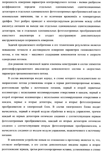 Рентгенофлуоресцентный анализатор компонентного состава и скоростных параметров трехкомпонентного потока (патент 2377545)