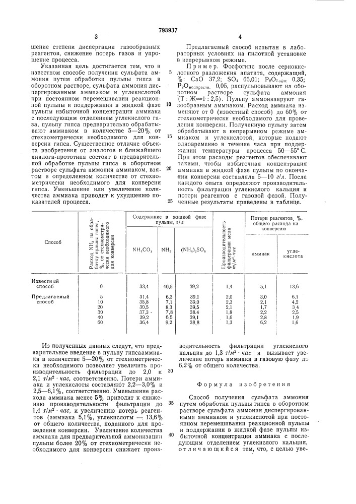 Способ получения сульфата аммо-ния (патент 793937)