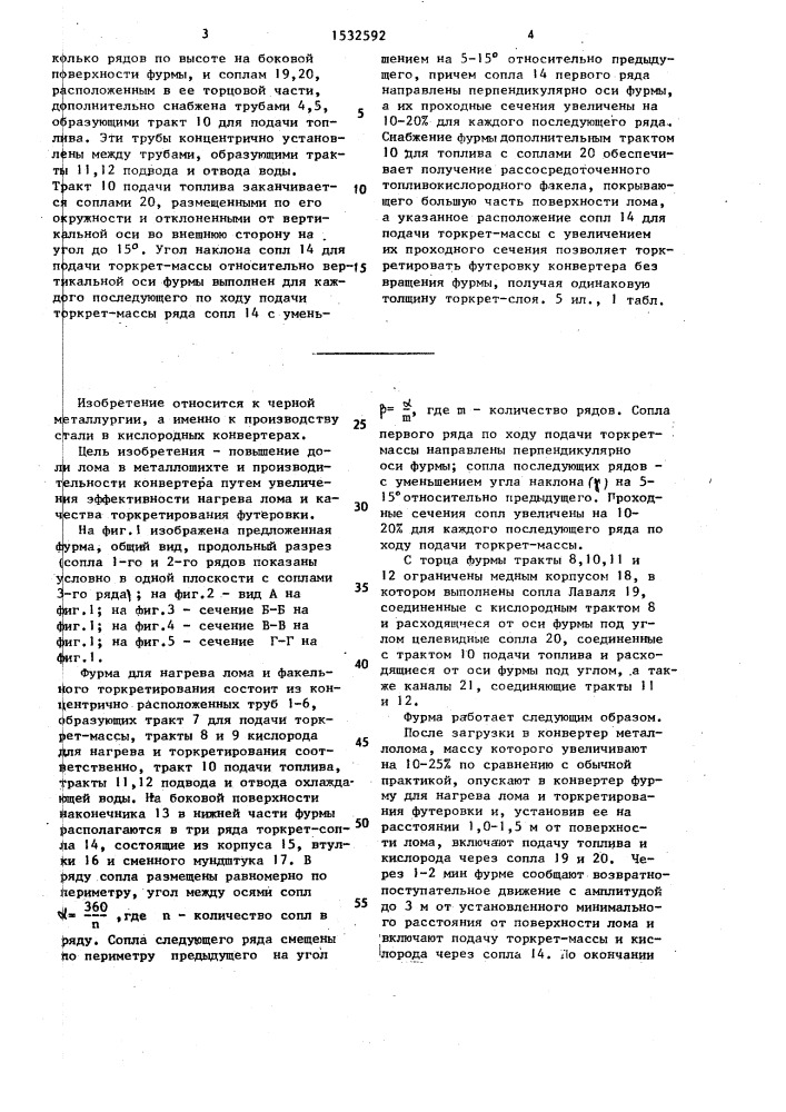 Фурма для нагрева лома и факельного торкетирования конвертера (патент 1532592)