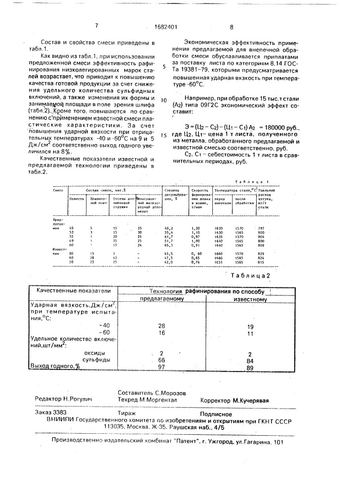 Шлакообразующая смесь для рафинирования металла (патент 1682401)