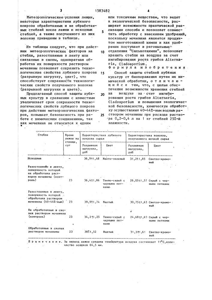 Способ защиты стеблей лубяных культур от биопоражения (патент 1583482)