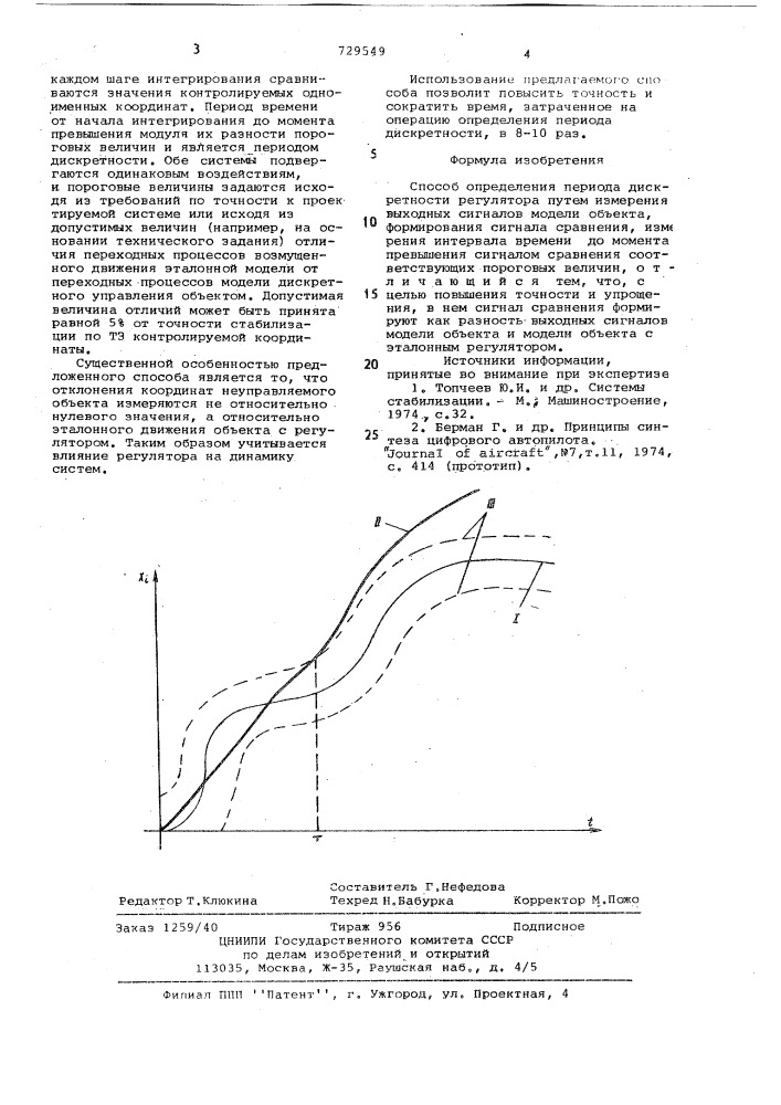 Способ определения периода дискретности регулятора (патент 729549)