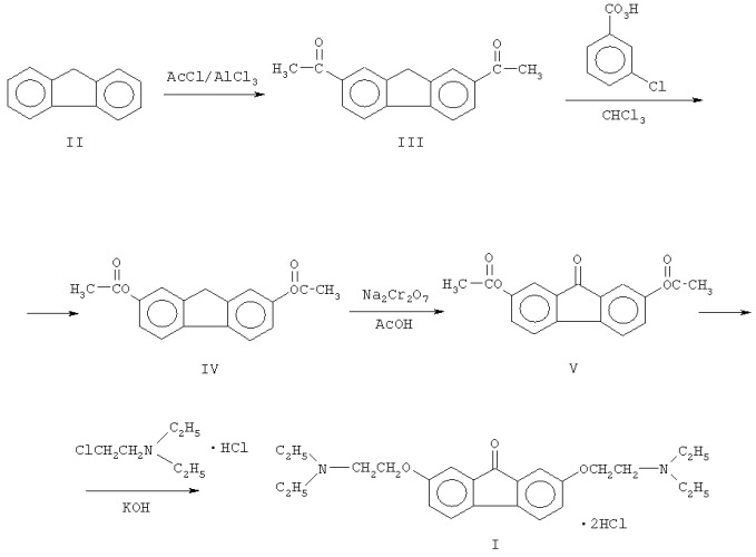 Способ получения дигидрохлорида 2,7-бис[2-(диэтиламино)этокси] флуоренона (амиксина) (патент 2317974)