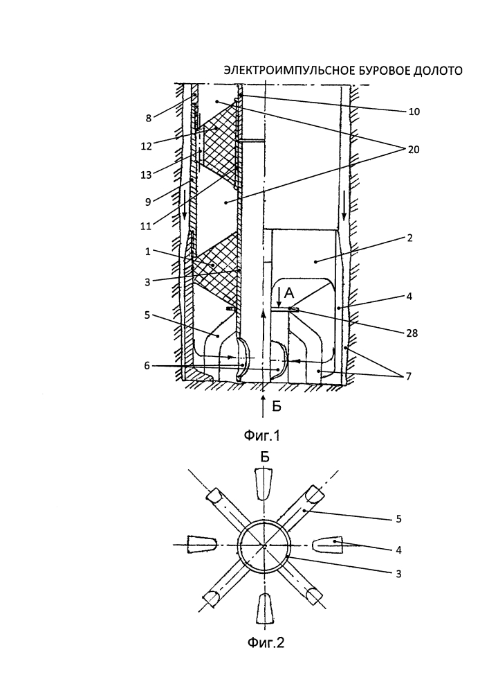 Электроимпульсное буровое долото (патент 2631749)