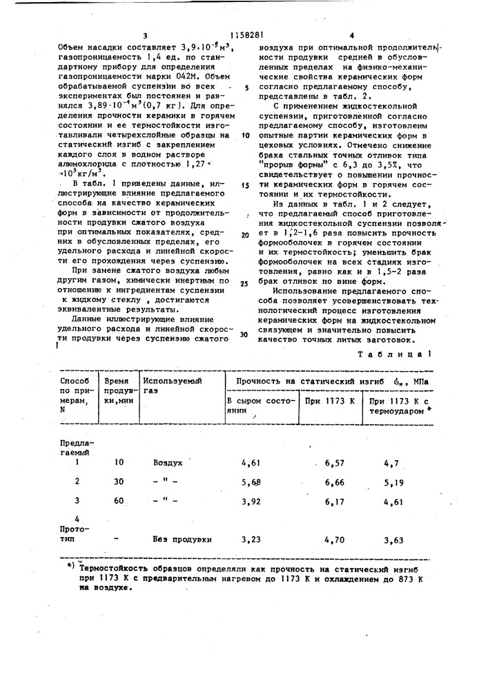 Способ приготовления жидкостекольной суспензии для изготовления литейных керамических форм по выплавляемым моделям (патент 1158281)
