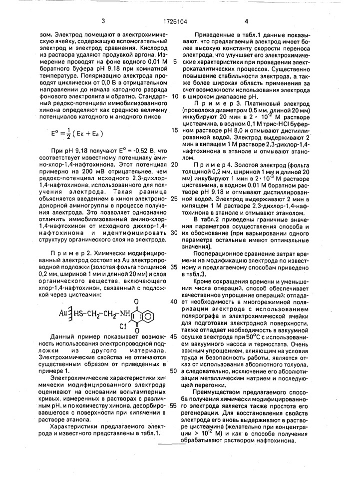 Химически модифицированный электрод и способ его изготовления (патент 1725104)