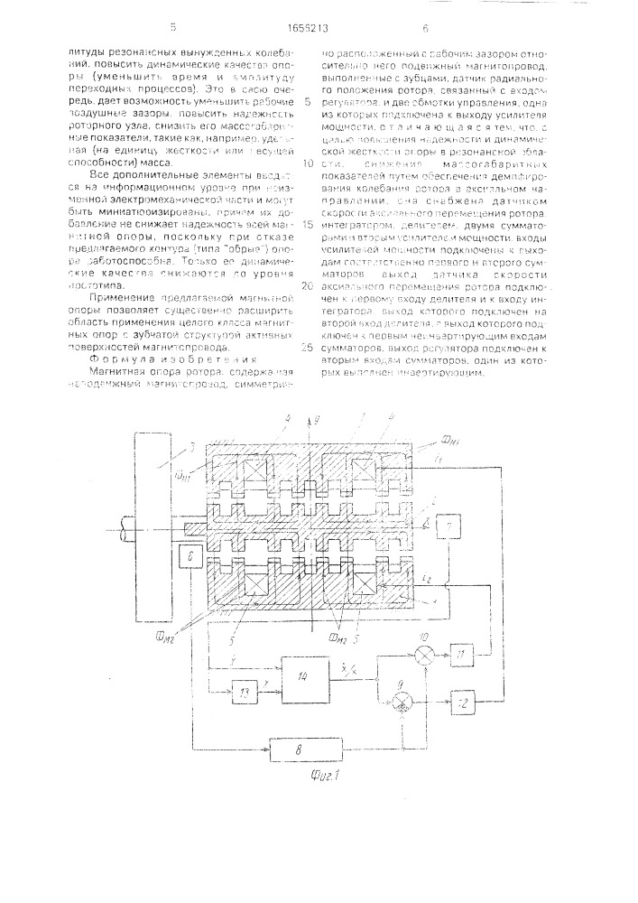 Магнитная опора ротора (патент 1656213)