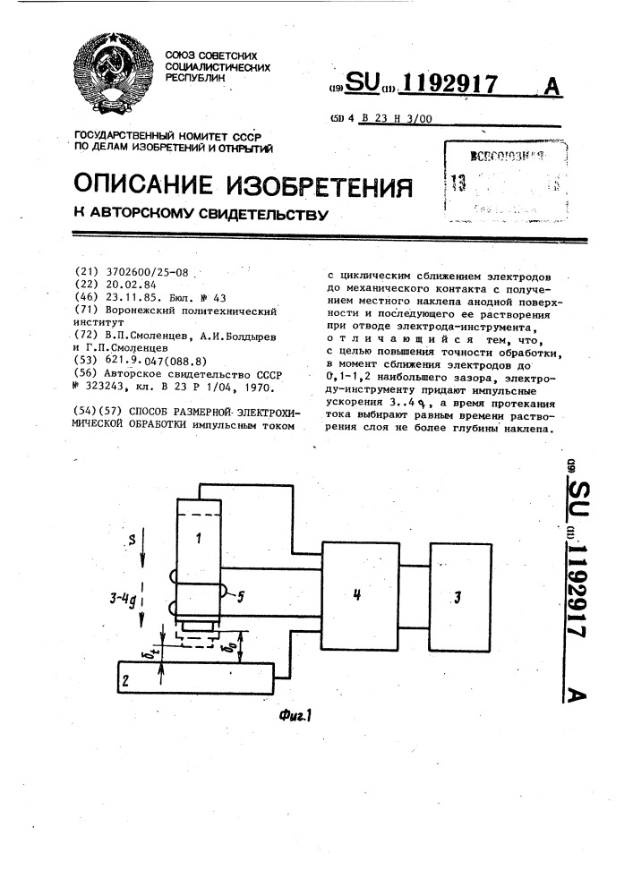 Способ размерной электрохимической обработки (патент 1192917)