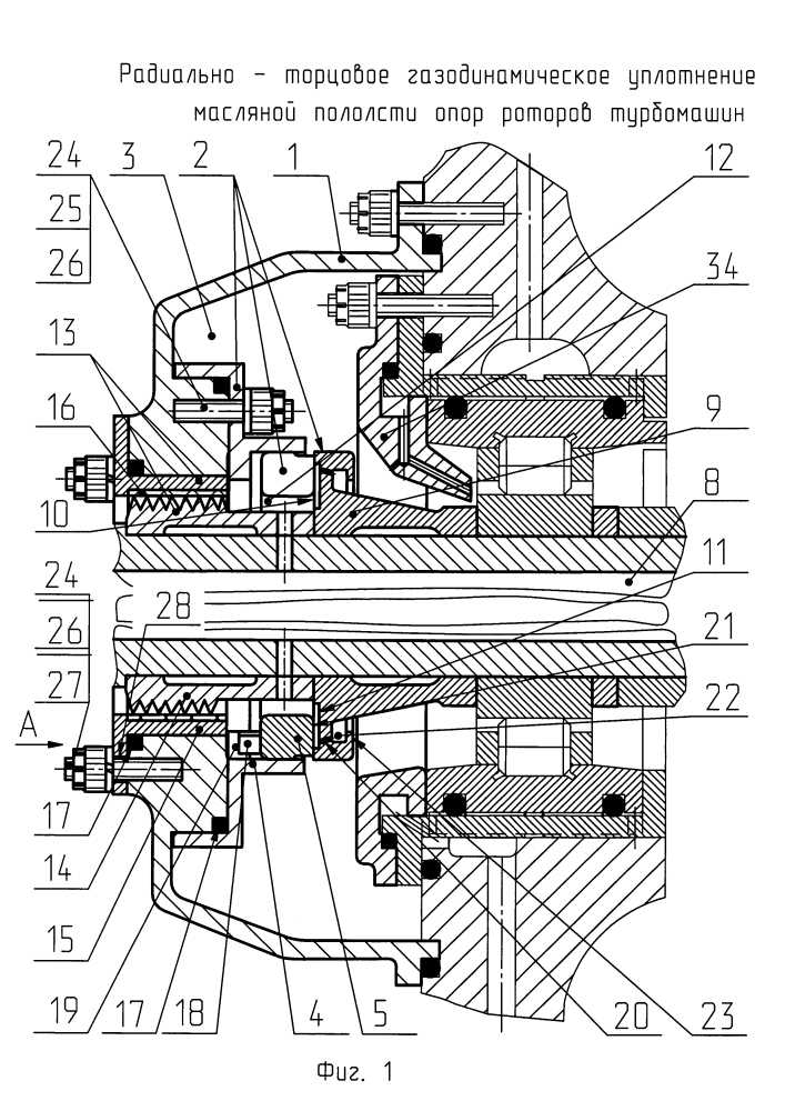 Радиально-торцовое газодинамическое уплотнение масляной полости опор роторов турбомашин (патент 2611706)