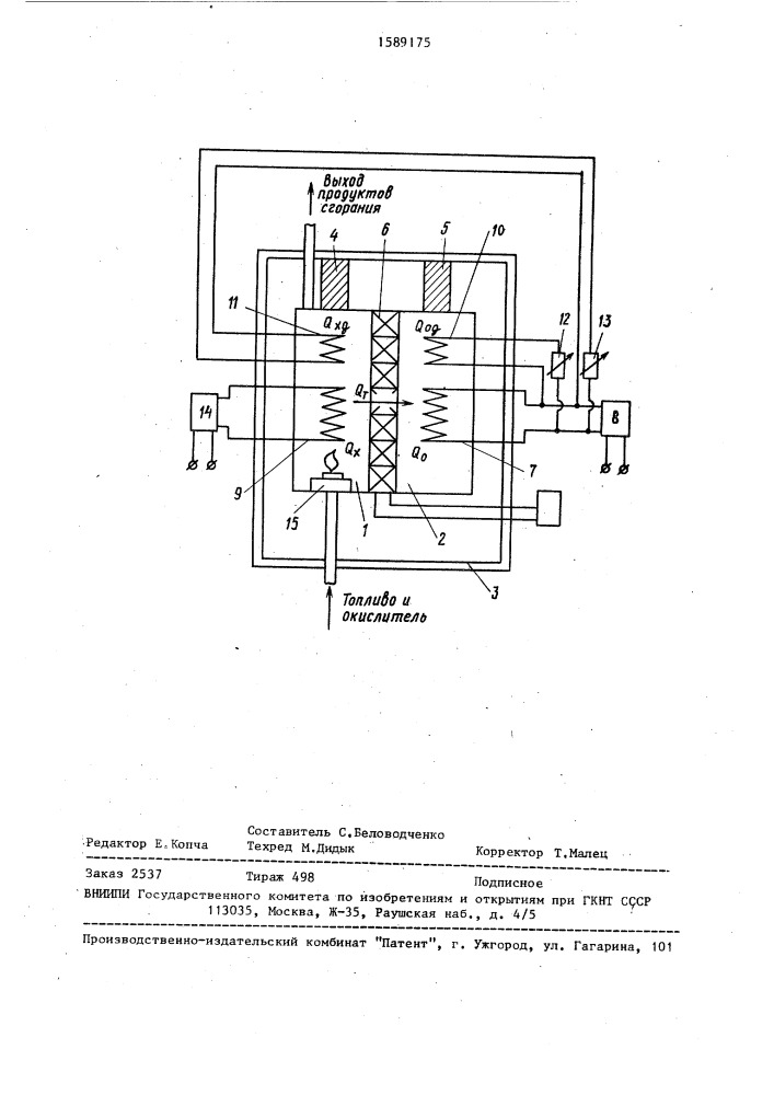 Способ непрерывного определения теплоты сгорания жидких и газообразных топлив (патент 1589175)