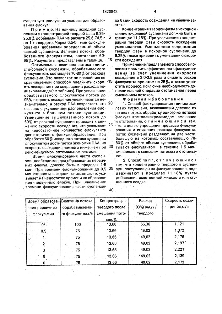 Способ флокулирования глинисто-солевых суспензий (патент 1820843)