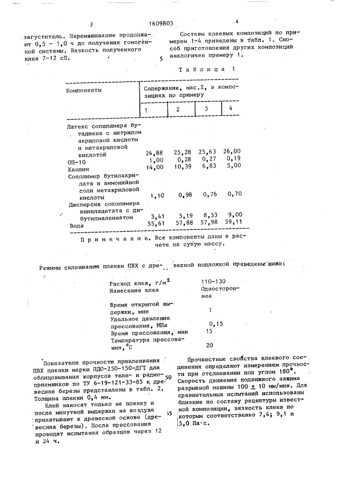 Клеевая композиция (патент 1609805)